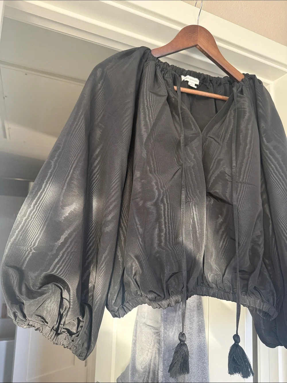 Sheer Black Drawstring Blazer Jacket - Picture 5 of 5